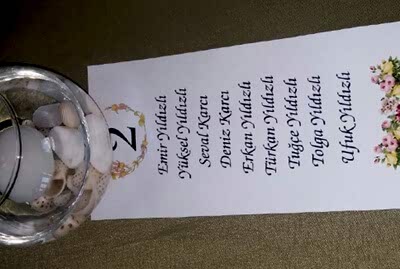 Nişan Organizasyonu Masa İsim Kartı